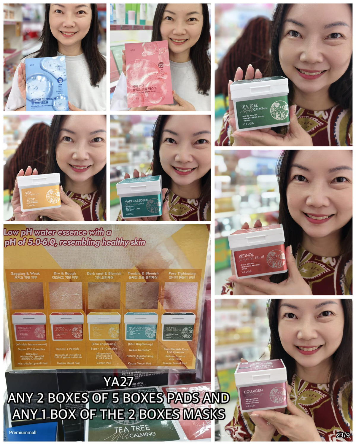 PRE-ORDER YA27 Skincare package 27 (ANY 2 TONER PADS OF 5 TONER PADS AND ANY 1 BOX OF THE 2 BOXES MASKS)